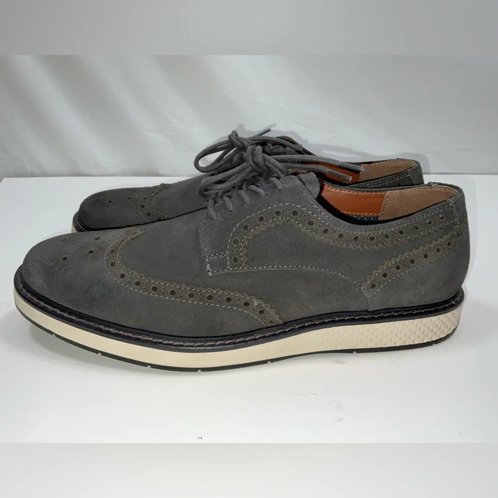 Men Vince Camuto‎ Elya Wingtip Brogue Tactility Waterproof Suede Shoes Gray 10.5